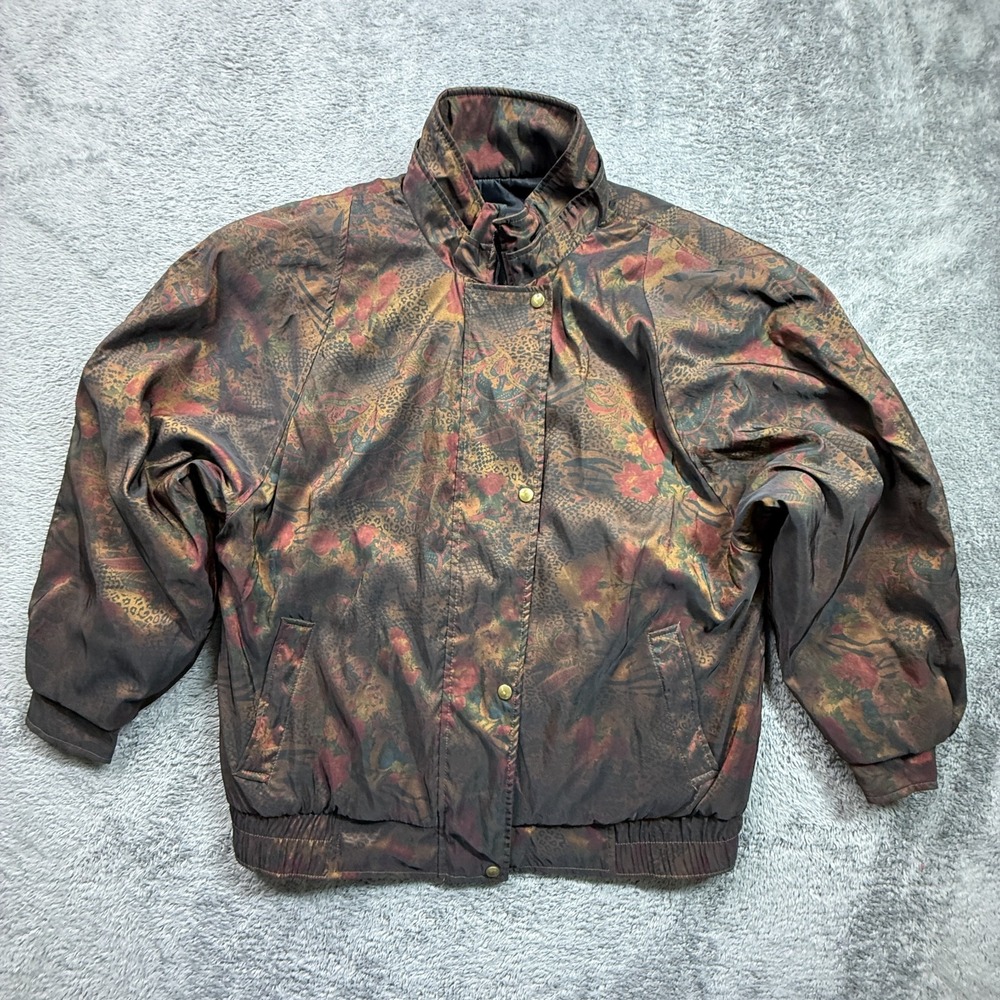 Vintage Aeros Kristin Blake Insulated Zip Jacket Womens L Shimmery Paisley